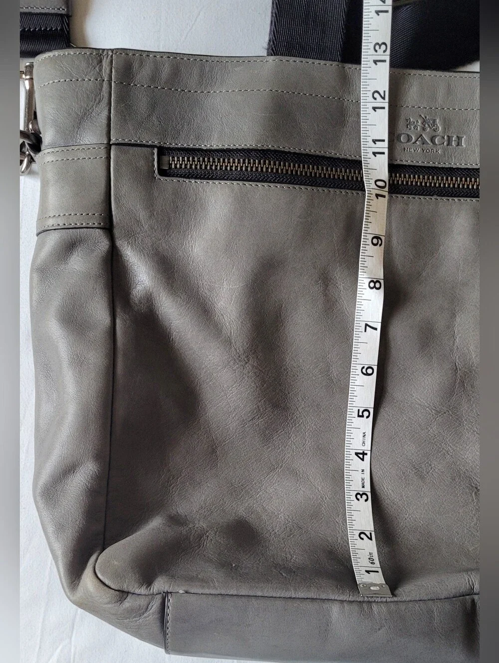 COACH Gray Leather Laptop Messenger Bag. Large Vintage.